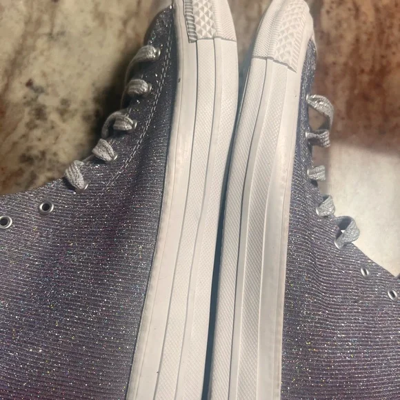 Converse Glittery High-Tops purple with White Shoes tenis sneaker - Picture 8 of 9